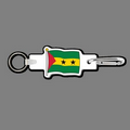 4mm Clip & Key Ring W/ Full Color Flag of Sao Tome & Principe Key Tag